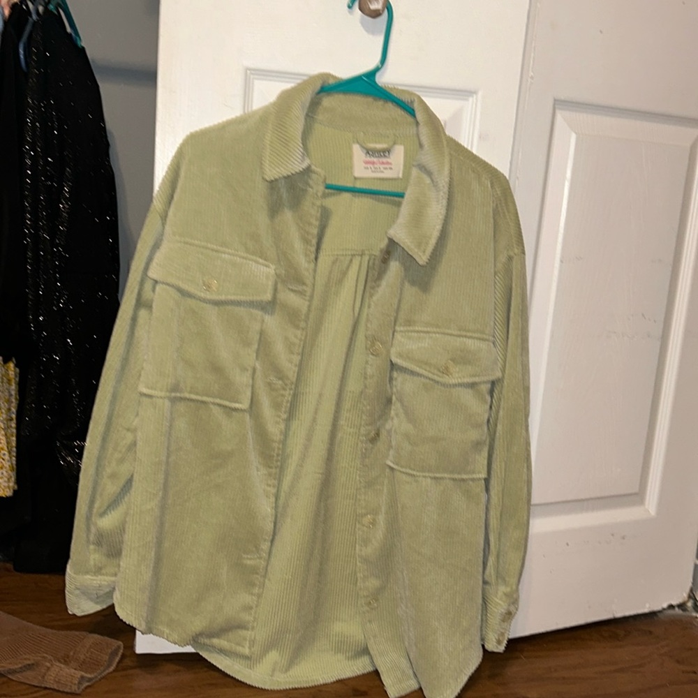 Light mint green never worn shirt jacket corduroy